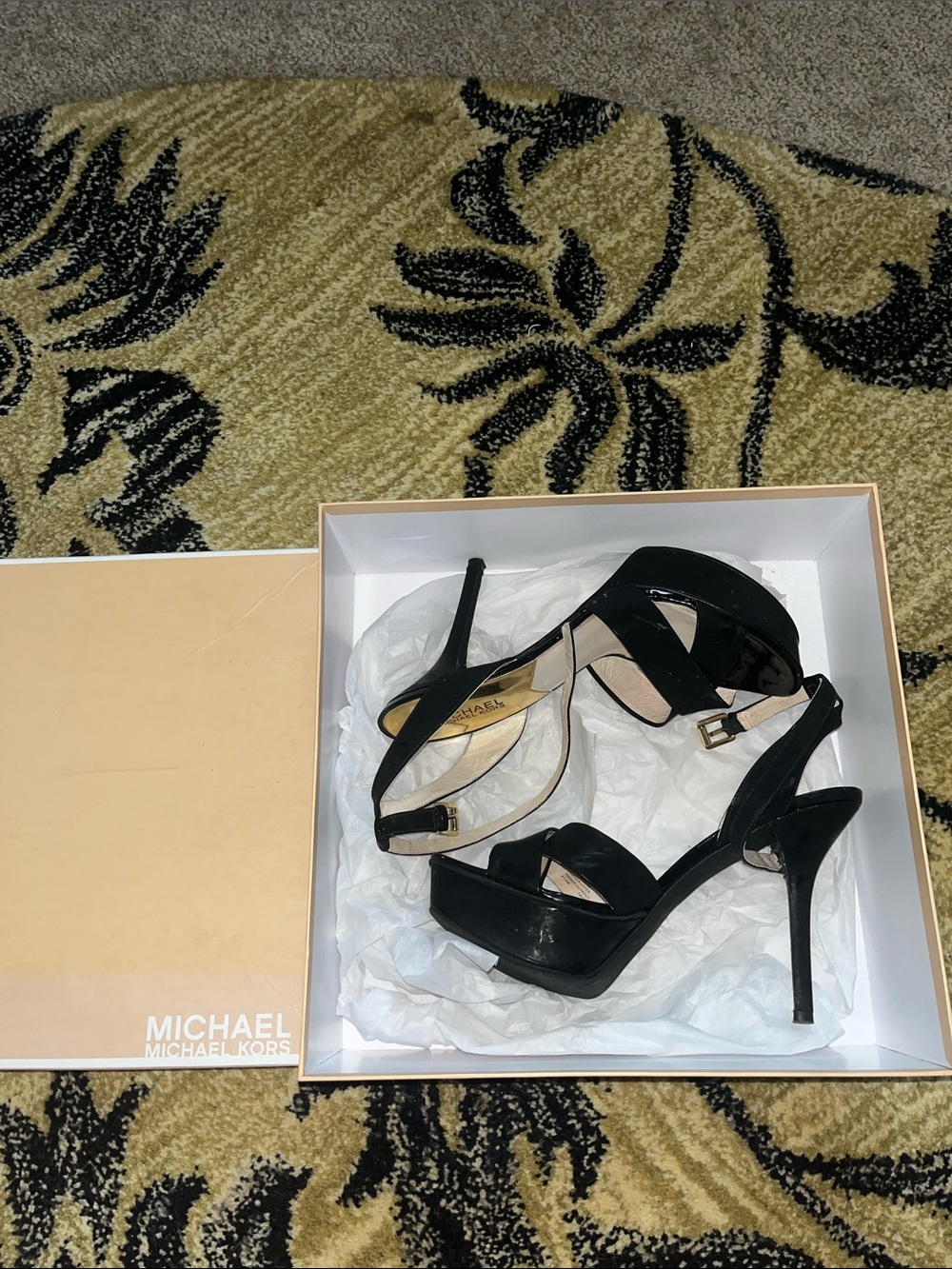 Michael Kors Black Patent Platform Stiletto Sandals